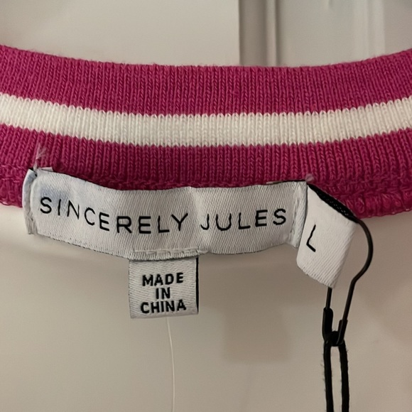 NWT sincerely jules white & pink trim v-neck active tennis golf dress size large - Picture 4 of 6